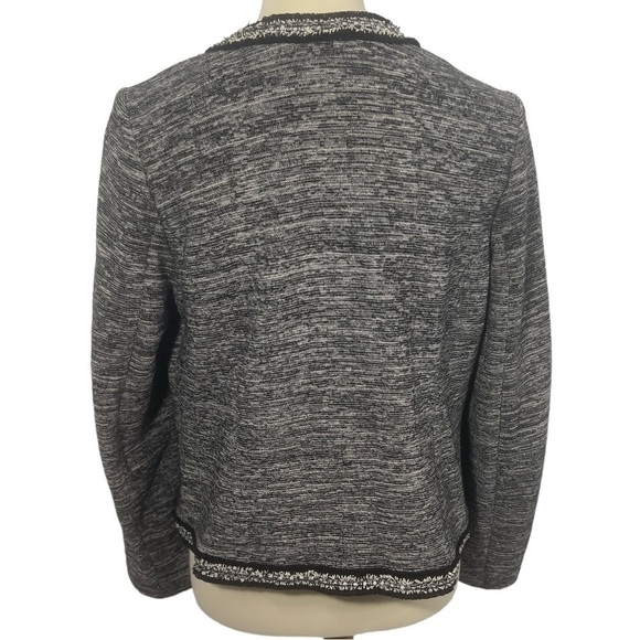 Talbots Open Front Jacket Black White Mix Cotton Blend Long Sleeve Women's M - Picture 4 of 8